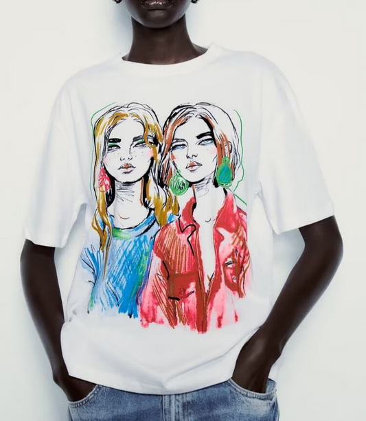 Women Clothing Summer Loose Casual All Matching Girl Printed T shirt