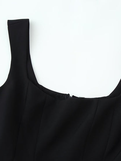 Haut caraco à col U sans manches pour femme, à la mode et assorti