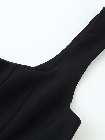 Haut caraco à col U sans manches pour femme, à la mode et assorti
