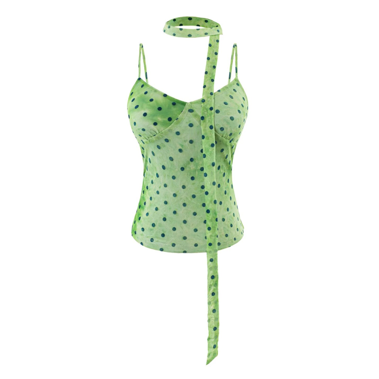 Green background with polka dots