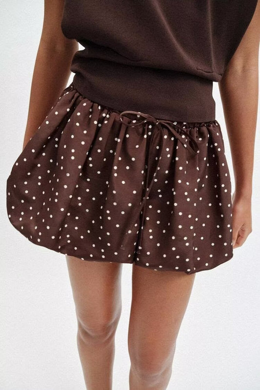Women Clothing Summer Elastic High Waist Retro All Match Polka Dot Mini Skirt