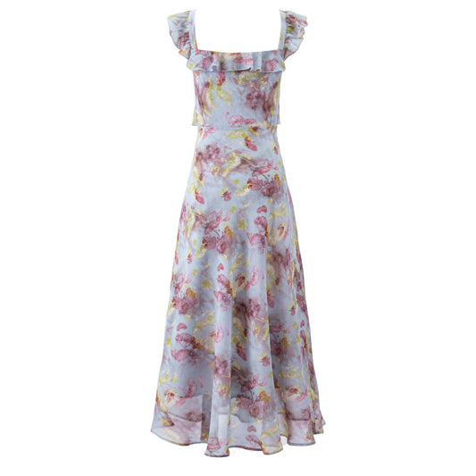 Summer Elegant Floral Dress Women A line Long Dress