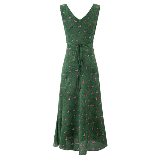 Summer Romantic Fresh Seaside Vacation Floral Dress Slim Fit Slimming V Neckline Dress