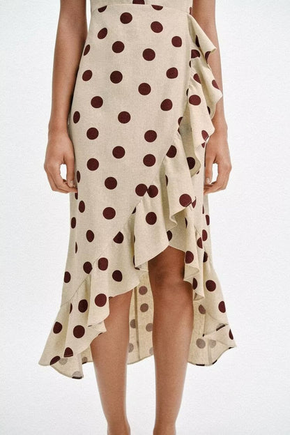 Vestido de tirantes sin mangas sexy de lunares para mujer de verano