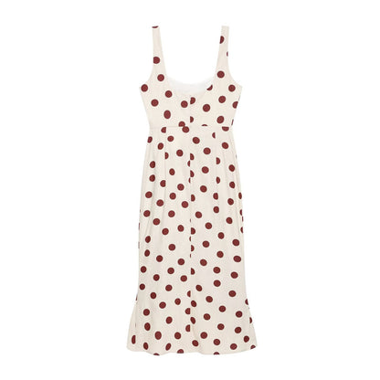 Vestido de tirantes sin mangas sexy de lunares para mujer de verano