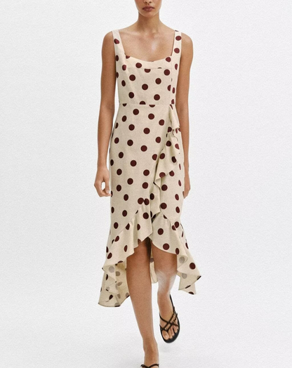 Vestido de tirantes sin mangas sexy de lunares para mujer de verano