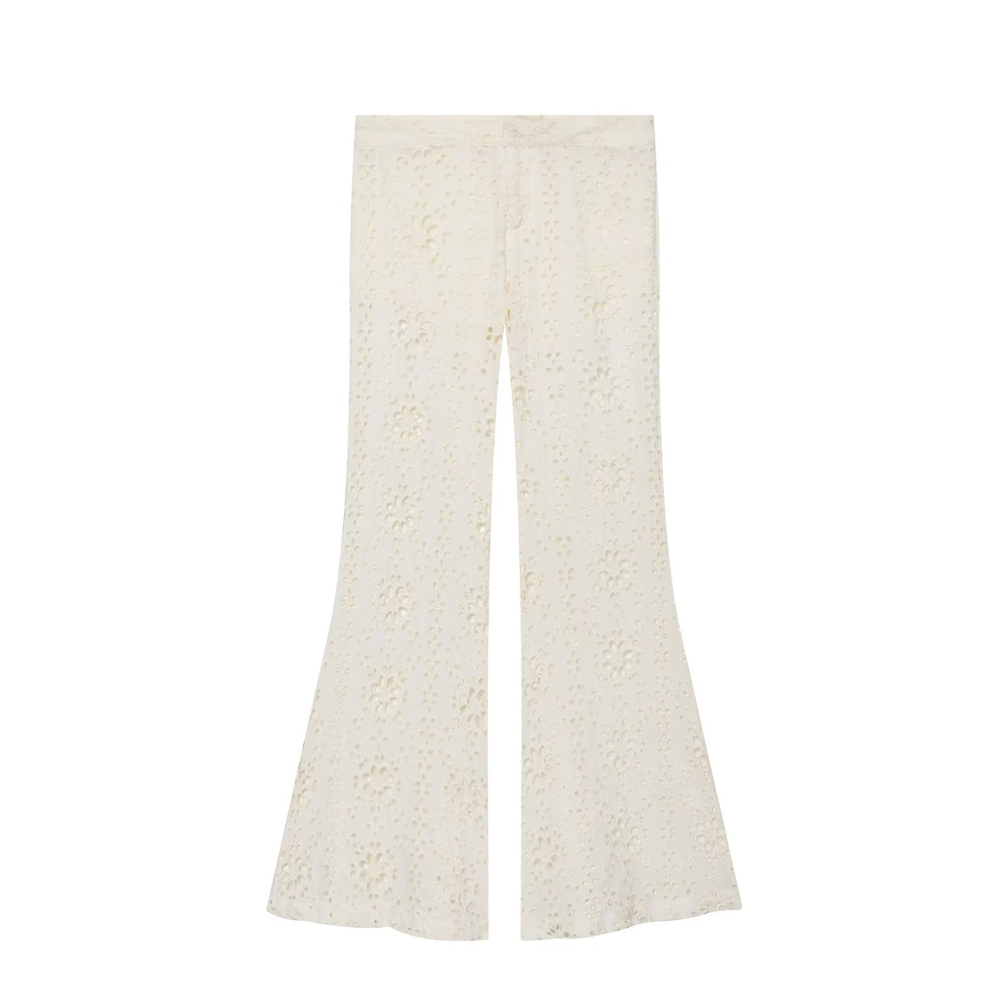 Summer Women Clothing Slim Fit Casual Embroidery Bell Bottom Pants