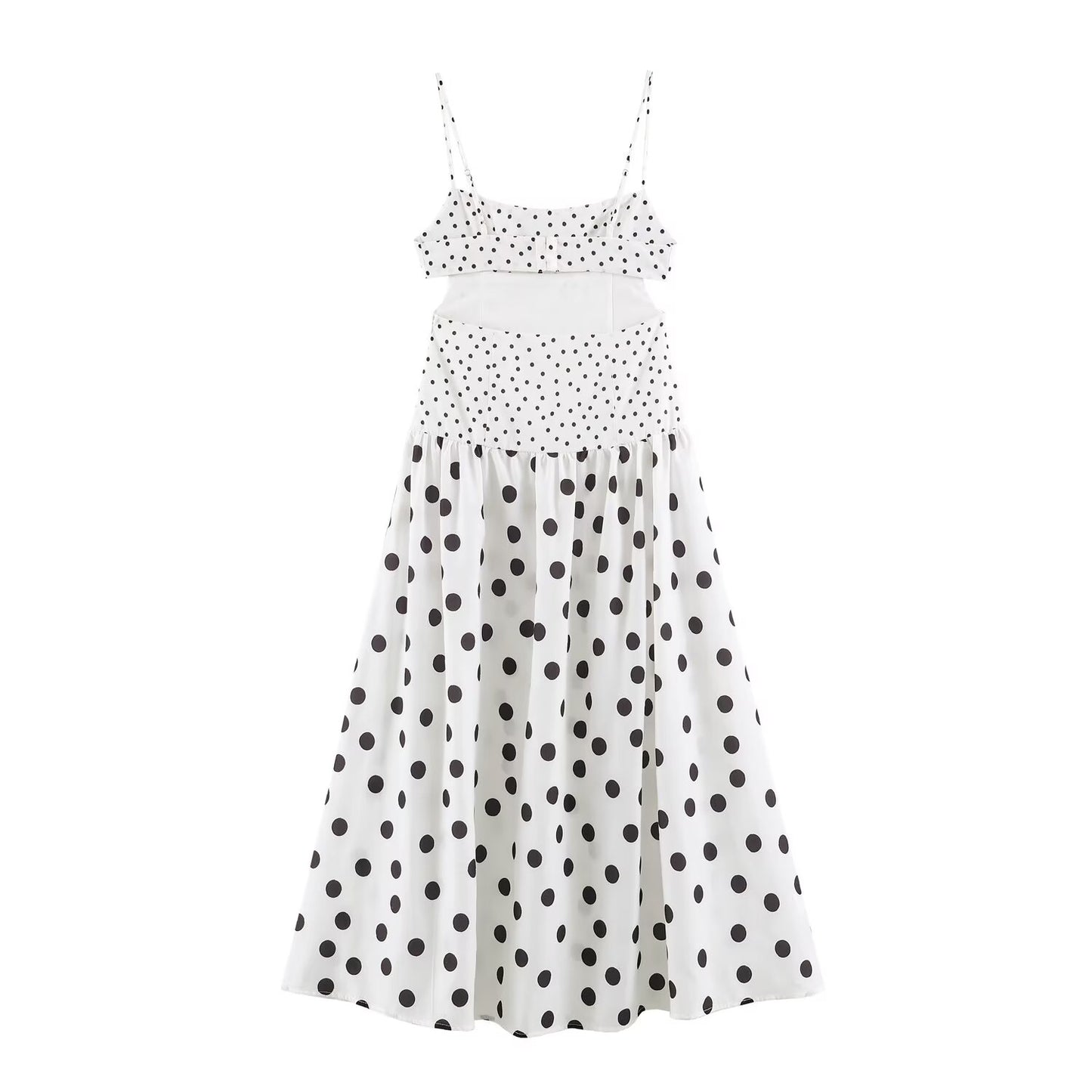 Summer All Match Graceful Fashionable Women Clothing Polka Dot Brace Midi Dress
