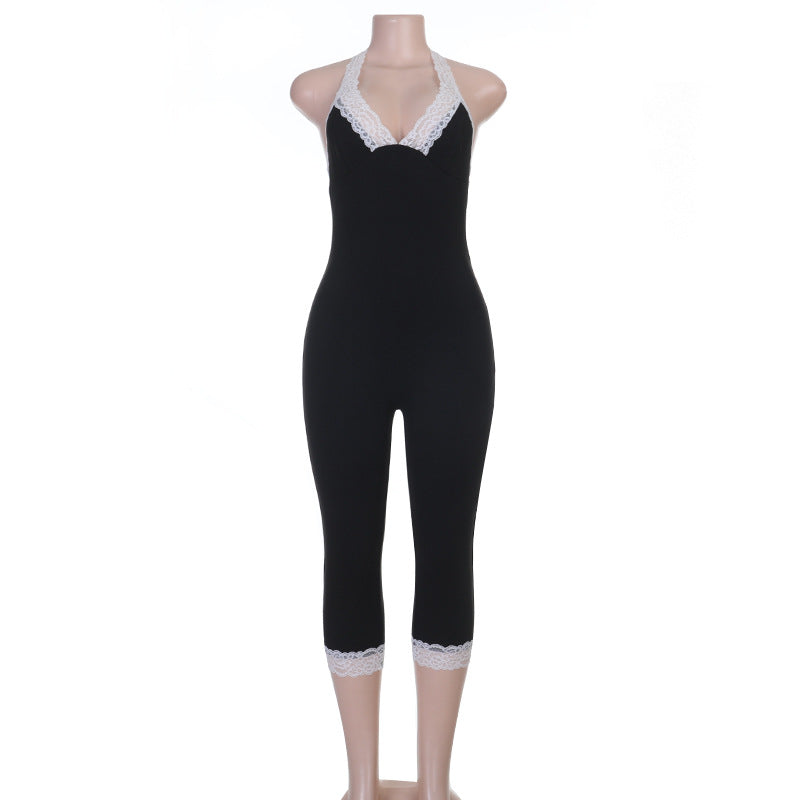 Summer One Piece Women Clothing Lace Stitching Jumpsuit Women