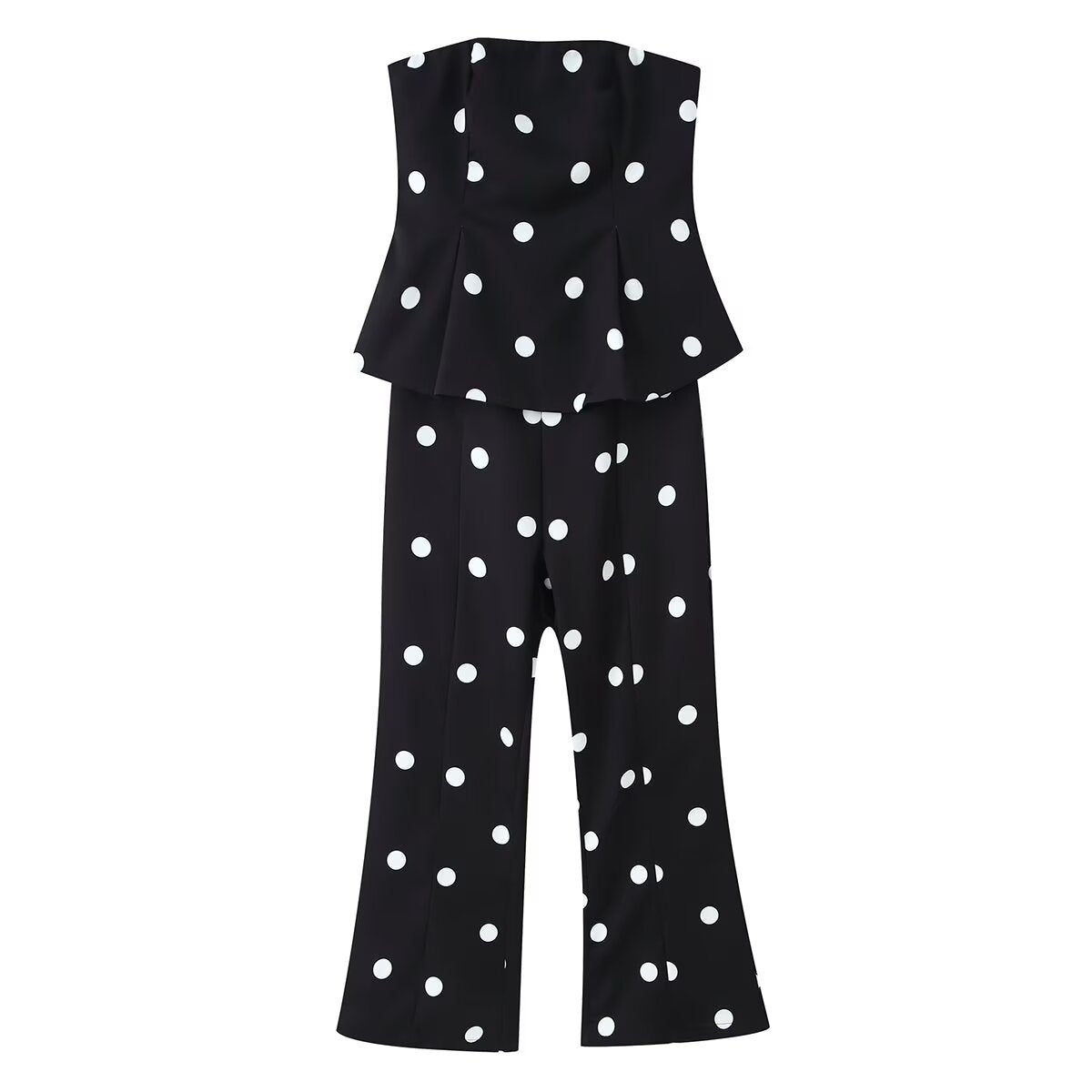 Women Clothing Summer Fashionable Sexy Figure Flattering Backless Polka Dot Tube Top Jumpsuit
