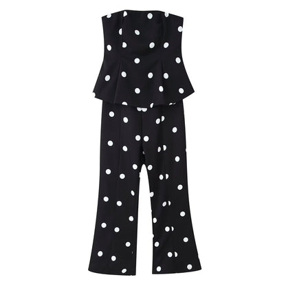 Combinaison bustier à pois sans dossier, moulante, tendance et sexy pour femme, collection été