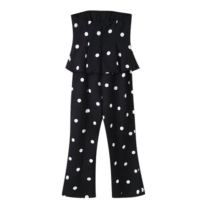 Combinaison bustier à pois sans dossier, moulante, tendance et sexy pour femme, collection été