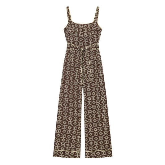 Combinaison Femme Été Broderie Évidée Découpée avec Ceinture