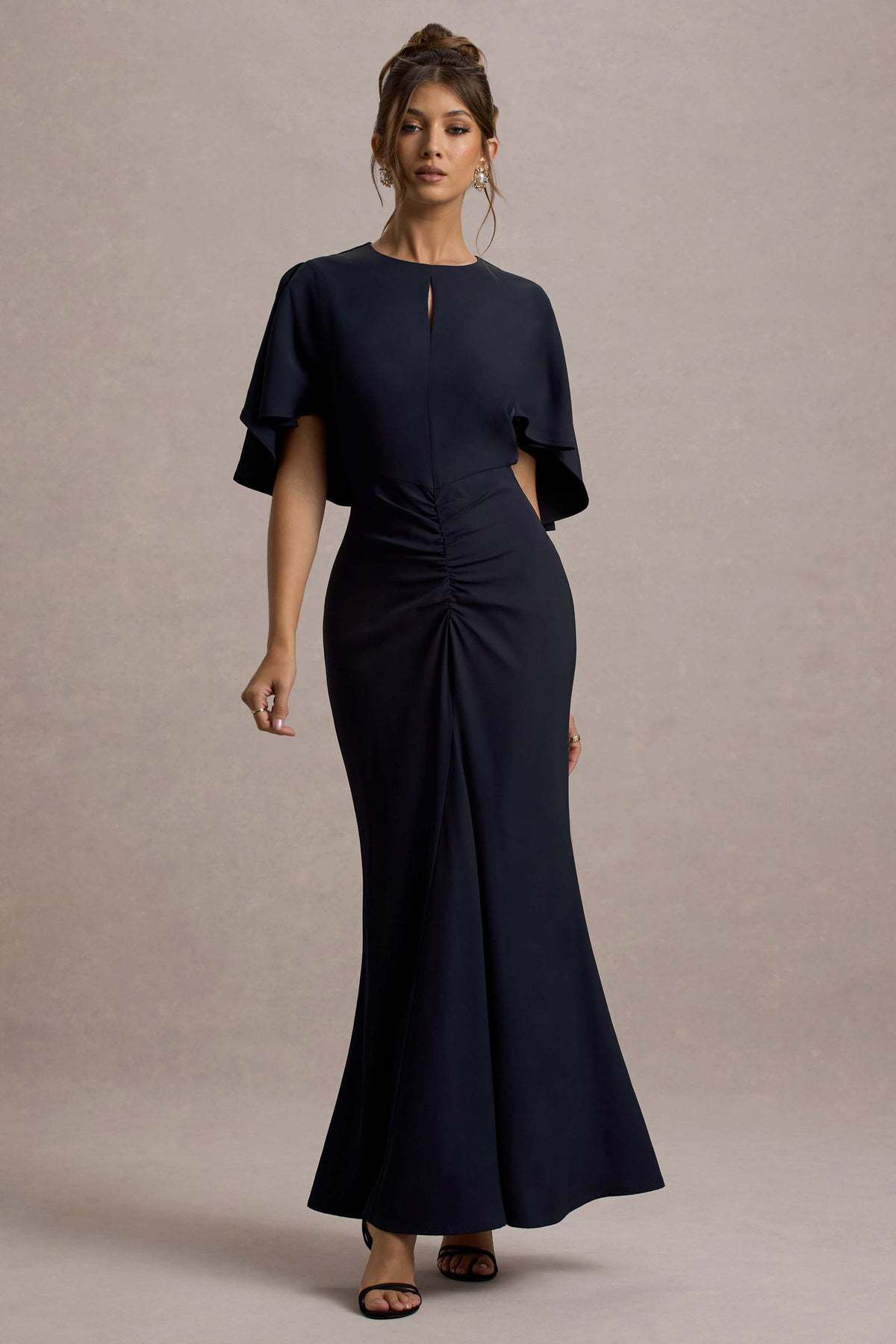 Summer Sexy Mid Sleeve Chest Hollow Out Cutout Pleated Dress Waist Ruffle Hip Sexy Dress Women