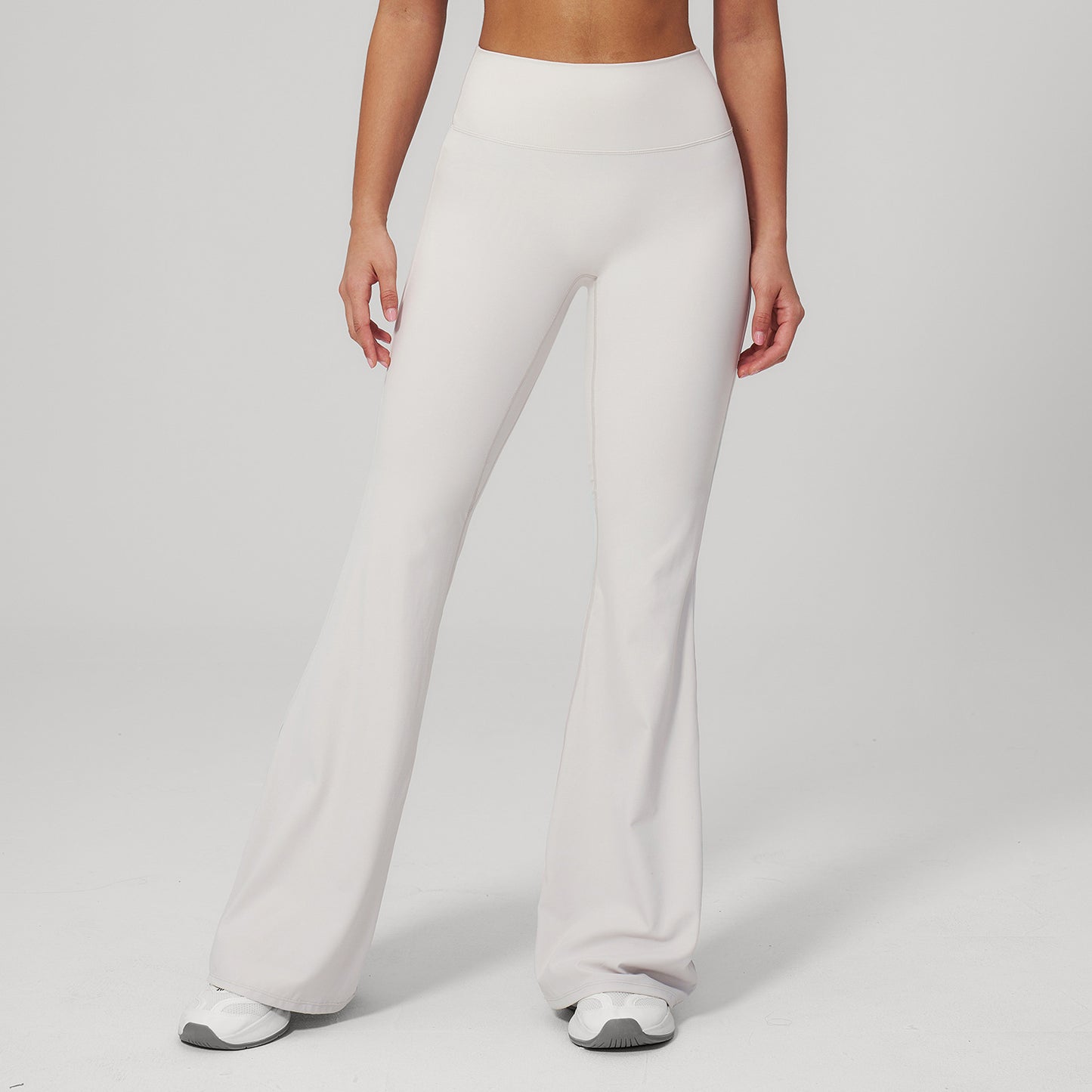 Cream Brushed Sports Trousers for Women High Waist Tight Wide Leg Slimming Bell Bottom Pants Sports Running Fitness Clothes