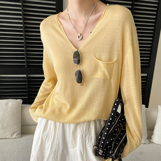 Relaxed Atmosphere Tencel Linen French Laziness Curling Sun Protection Shirt Long Sleeve Sweater