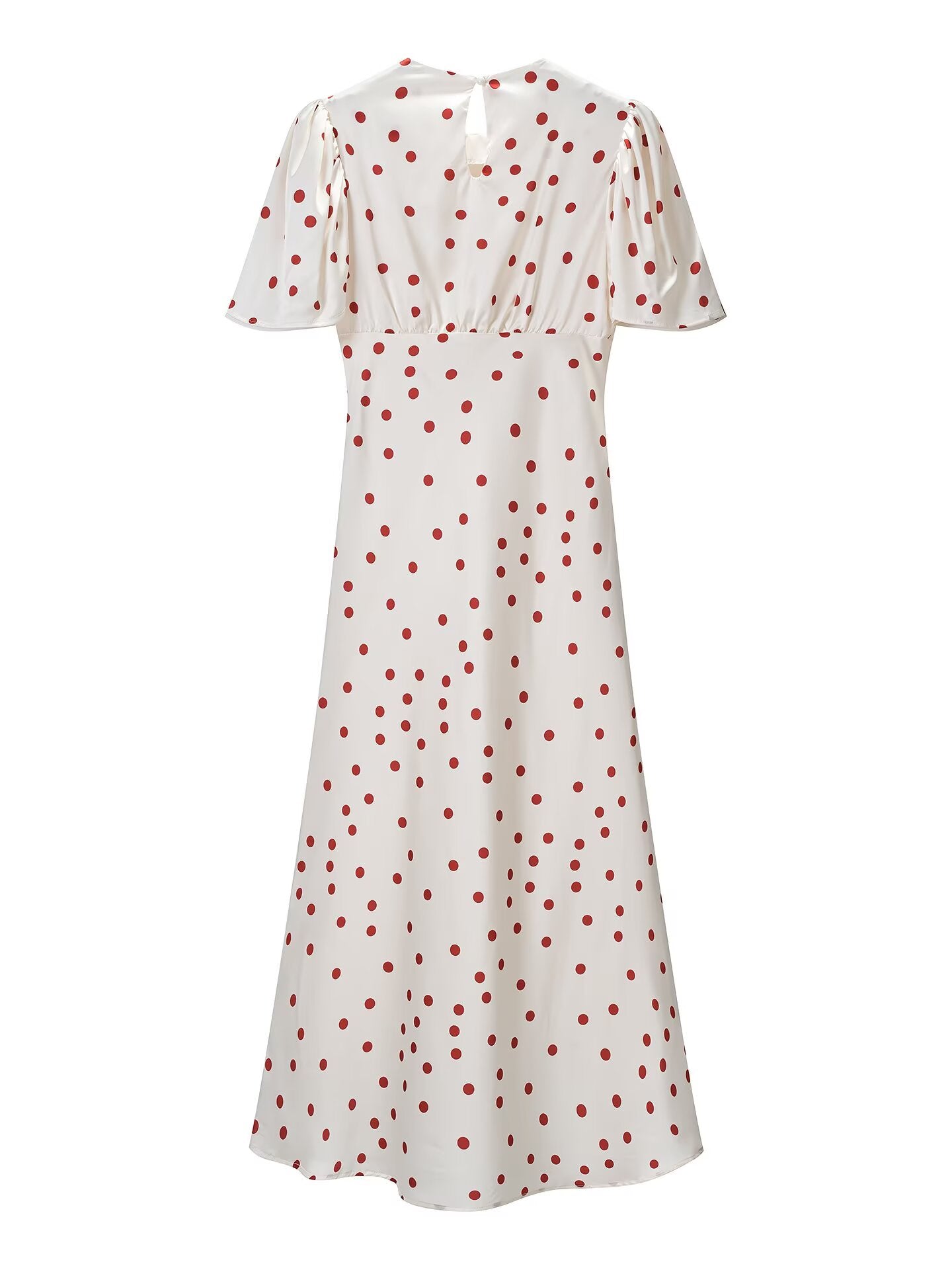 Women Clothing Summer Sweet Niche round Neck Polka Dot Print Stringy Selvedge Dress