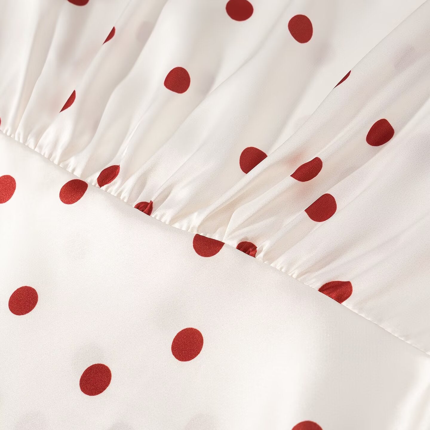 Women Clothing Summer Sweet Niche round Neck Polka Dot Print Stringy Selvedge Dress