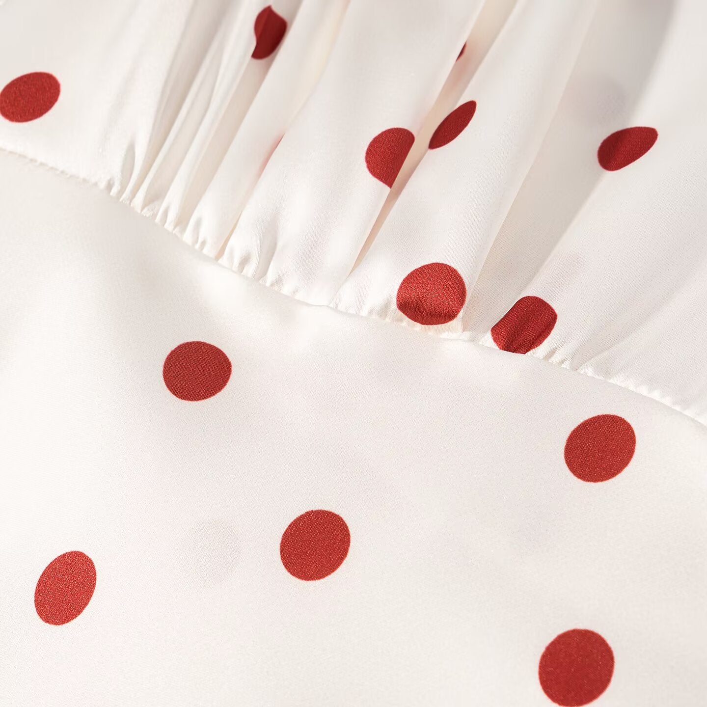 Women Clothing Summer Sweet Niche round Neck Polka Dot Print Stringy Selvedge Dress