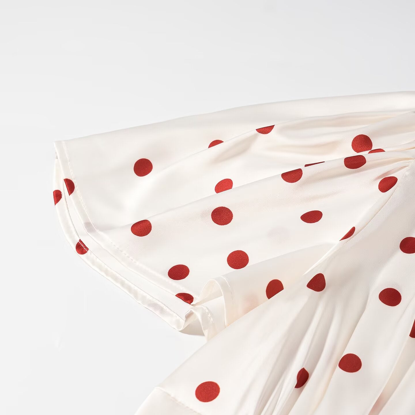Women Clothing Summer Sweet Niche round Neck Polka Dot Print Stringy Selvedge Dress