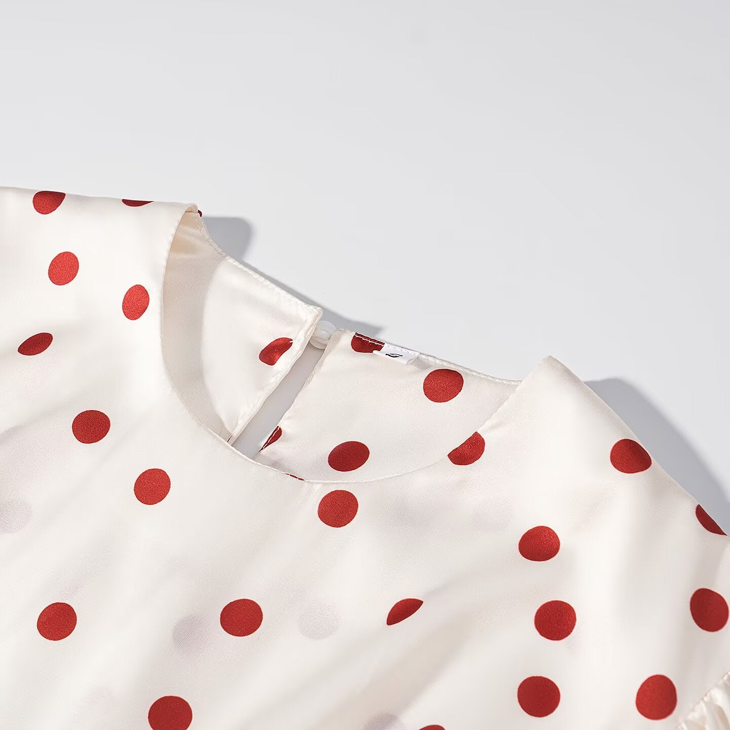 Women Clothing Summer Sweet Niche round Neck Polka Dot Print Stringy Selvedge Dress
