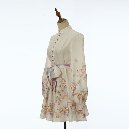 Minivestido estampado de manga larga para mujer