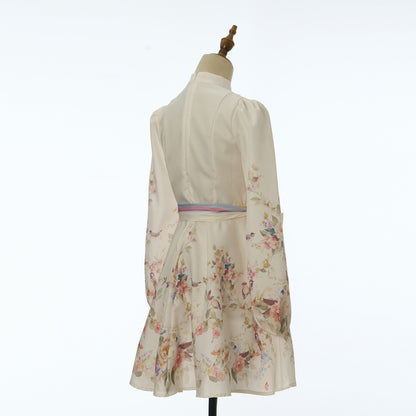 Minivestido estampado de manga larga para mujer