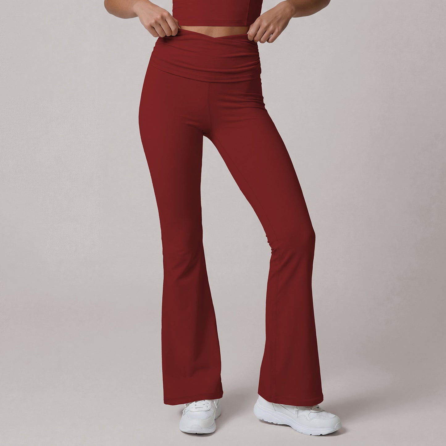 Irregular Asymmetric Pleated High Waist Micro Pull Yoga Pants Stretch Hip Lift Dance Pilates Sports Bootcut Pants