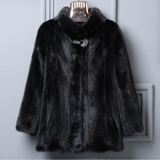 Women Overcoats Whole Mink Fur Jacket Mink Fur Stand Collar Fur Short Casual Slimming Jacket