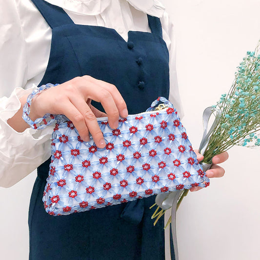 Source Handmade Beaded Bag Color Blocking Floral Transparent Handbag Retro Women Shoulder Bag