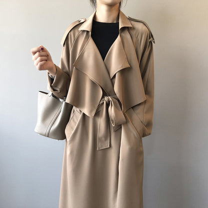 Autumn New Fashion Elegant Long Trench Coat For Women Retro British Baggy Coat Women - Wanita Store