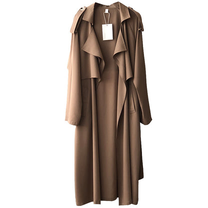 Autumn New Fashion Elegant Long Trench Coat For Women Retro British Baggy Coat Women - Wanita Store