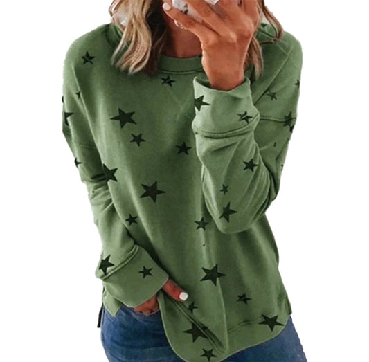 Autumn Winter Women Clothing Loose Oversized Long Sleeves T-shirt Printed Sweater