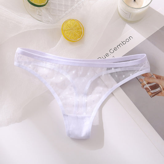 Women T Back Hollow Out Sexy Solid Color Breathable Women Underwear Low Waist High Slit Briefs