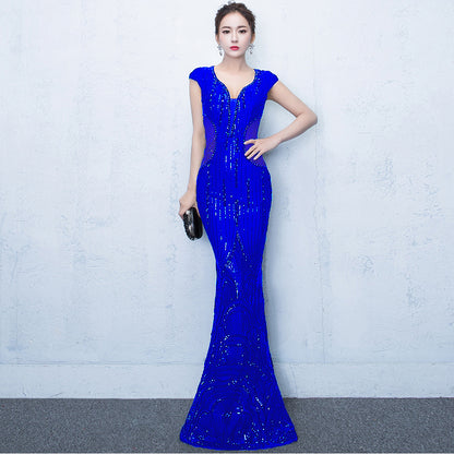 Banquet Evening Dress Summer Long Fish Tail Dress Women Slim-Fit Host Autumn Winter Annual Meeting - Wanita Store