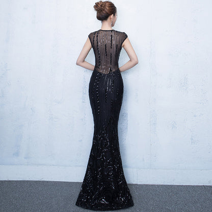 Banquet Evening Dress Summer Long Fish Tail Dress Women Slim-Fit Host Autumn Winter Annual Meeting - Wanita Store