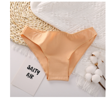 Women Briefs Basic Solid Color Cotton Underwear High Slit Comfortable T-Back