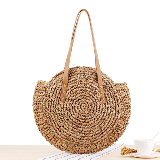 Simple round One Shoulder Straw Bag Woven Bag Beach Bag Women Bag Straw Bag