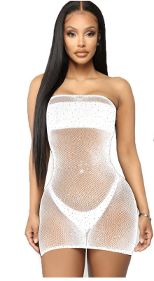 Chest-Wrapped Rhinestone Sexy Lingerie Spot Drill Starry Fishnet Clothes Uniform Temptation