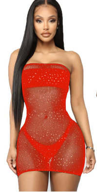 Chest-Wrapped Rhinestone Sexy Lingerie Spot Drill Starry Fishnet Clothes Uniform Temptation