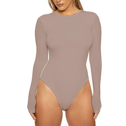 Autumn Winter Women Clothing Casual Bottoming Top Long Sleeve Tight Bodysuit - Wanita Store