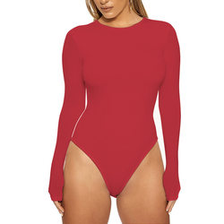 Autumn Winter Women Clothing Casual Bottoming Top Long Sleeve Tight Bodysuit - Wanita Store