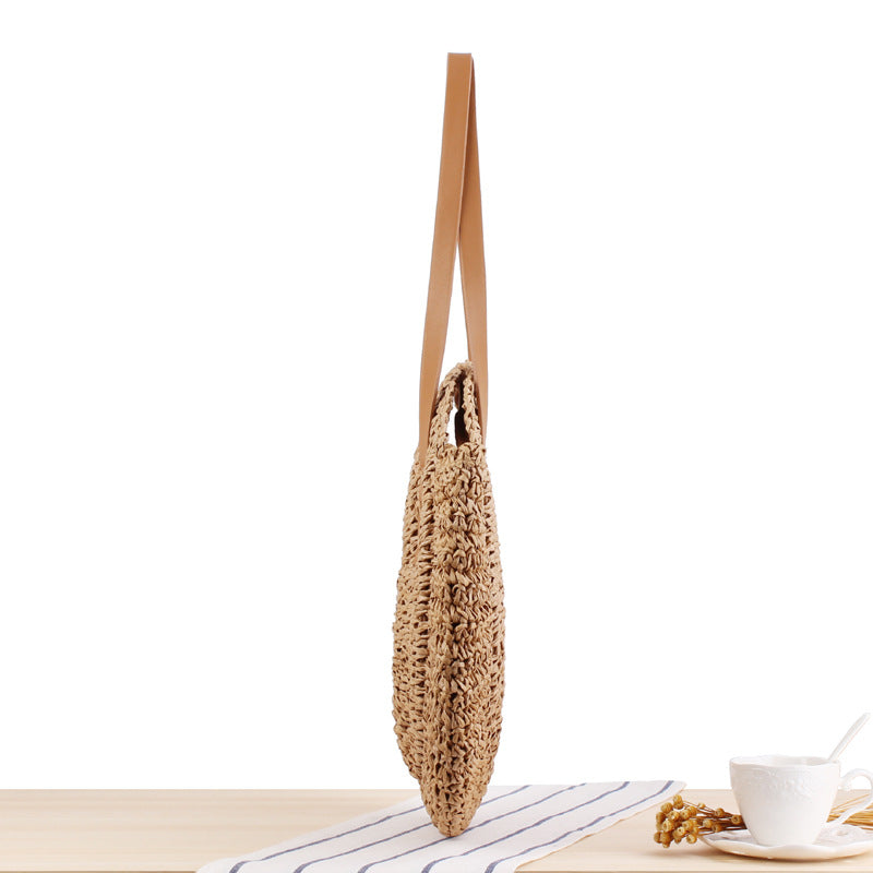 Simple round One Shoulder Straw Bag Woven Bag Beach Bag Women Bag Straw Bag