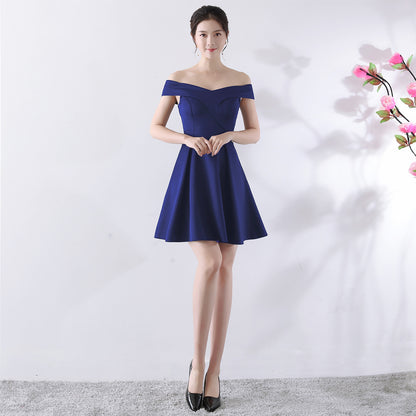 Toast Dress Bride Spring Wedding Summer Red Short off Shoulder Wedding Dress - Wanita Store