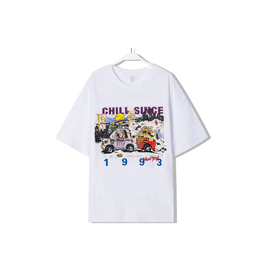 Summer Women Black Office Loose Printed Crew Neck Cotton Pullover Short Sleeve T shirt Graphic Print