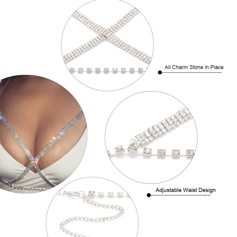 Jewelry Sexy Rhinestone Claw Chain Bikini Chest Necklace Body Cha Body Chain Accessories - Wanita Store