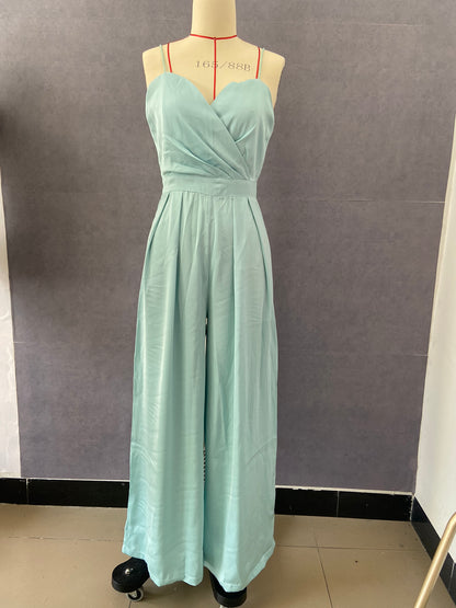 Sling Waist Straight Mop Floor Minimalist Jumpsuit Spring Summer - Wanita Store