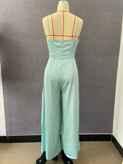Sling Waist Straight Mop Floor Minimalist Jumpsuit Spring Summer - Wanita Store