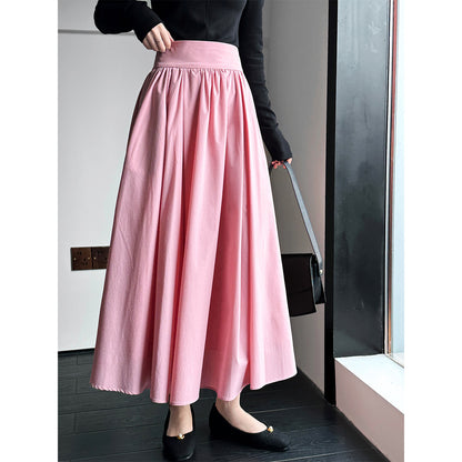 Spring French High Grade Pink Skirt Large Swing A Line Pleated Pleated Skirt - Wanita Store
