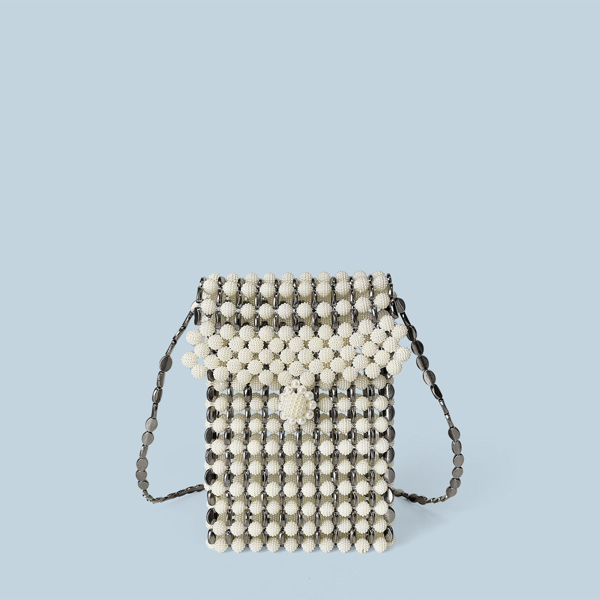 Mixed Color Beads Stitching Mini Cute Messenger Phone Bag Vacation Casual Handmade Beaded Bag